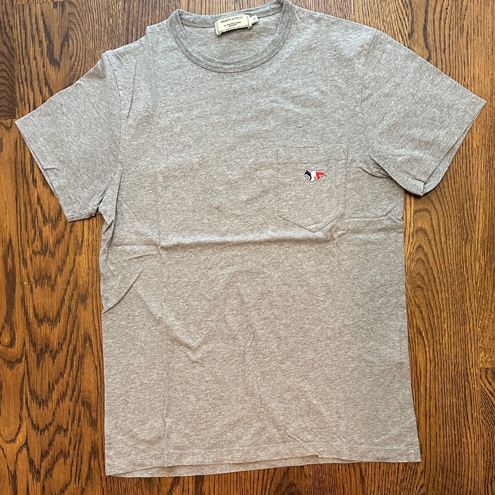 MAISON KITSUNE Heather Gray Pocket Tee